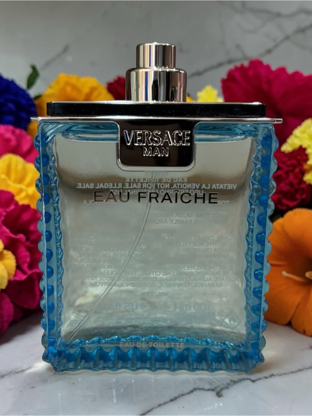 Rare New Full Size 3.4oz Versace Eau Fraîche Men's Cologne - Blue & Silver